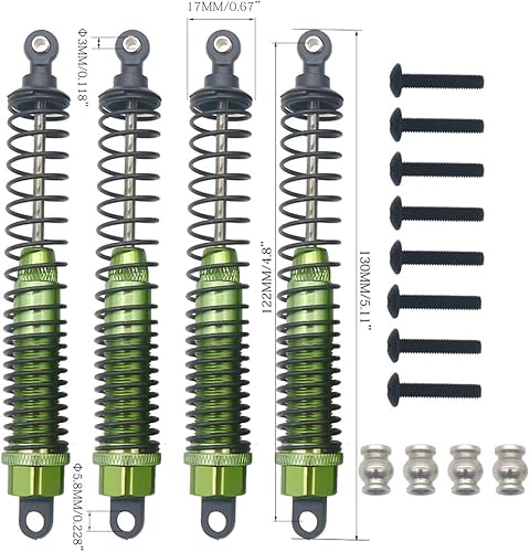 Vista 22 de Amortiguador de amortiguador de 5.118 in de aleación ajustable de aceite de aluminio para automóvil RC 1/10, camión sobre orugas, piezas mejoradas