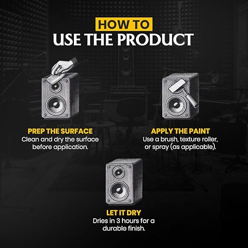 Miniatura 3 de GRANOTONE Pintura para Altavoces Negra 1 Galón Recubrimiento Texturizado para Gabinetes de Altavoces, Estuches para Transporte, Metal y Muebles