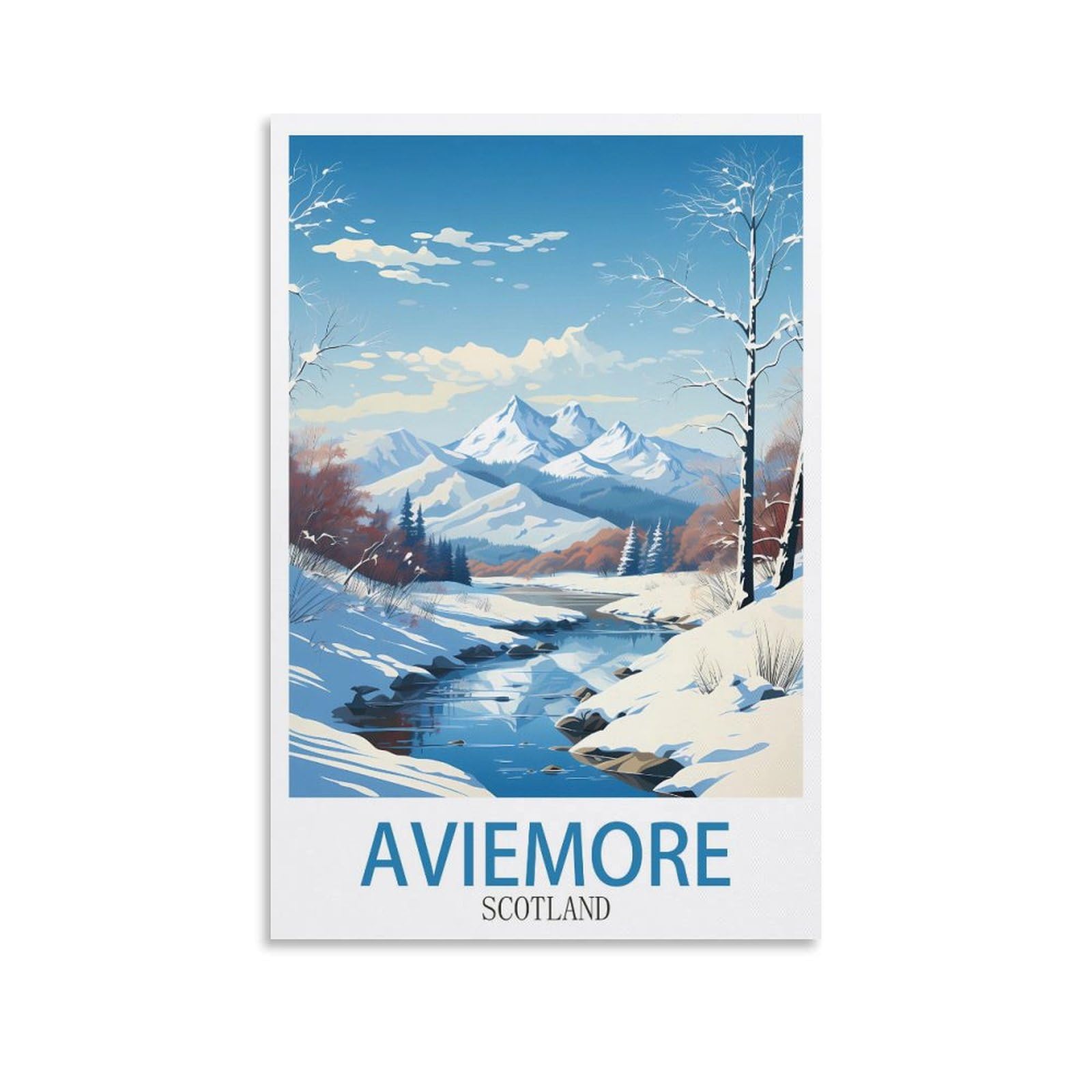 ZBBGGOZ Aviemore Scotland Vintage Travel Poster 16x24inch(40x60cm) Canvas Wall Posters And Art Picture Print Modern Family Bedroom Decor