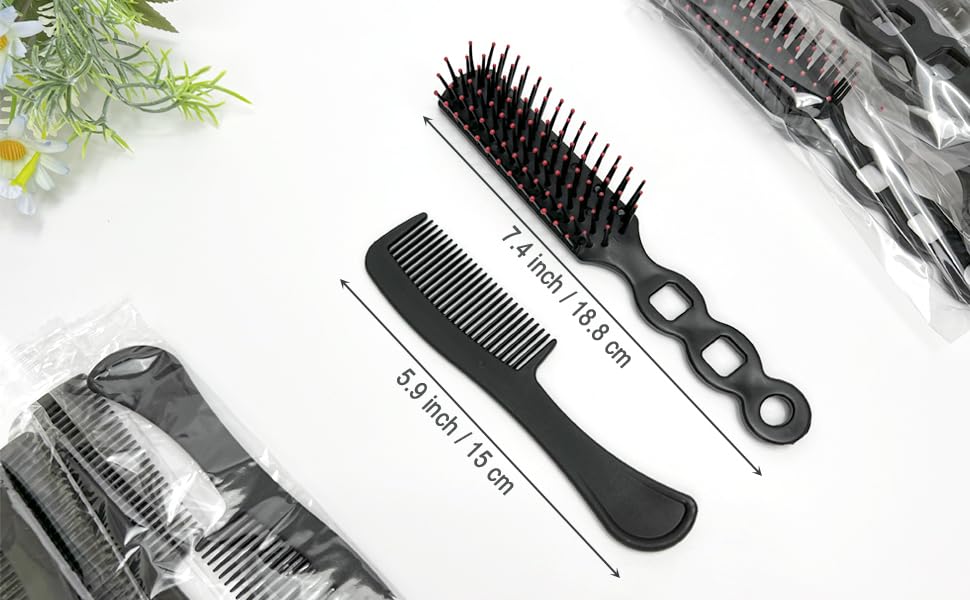 Hair Brush and Comb Set, 50 Pcs Bulk for Homeless Individually Wrapped, Lightweight Hair Brush and Comb for Women Kids Hotel Travel (Black) - Image 4