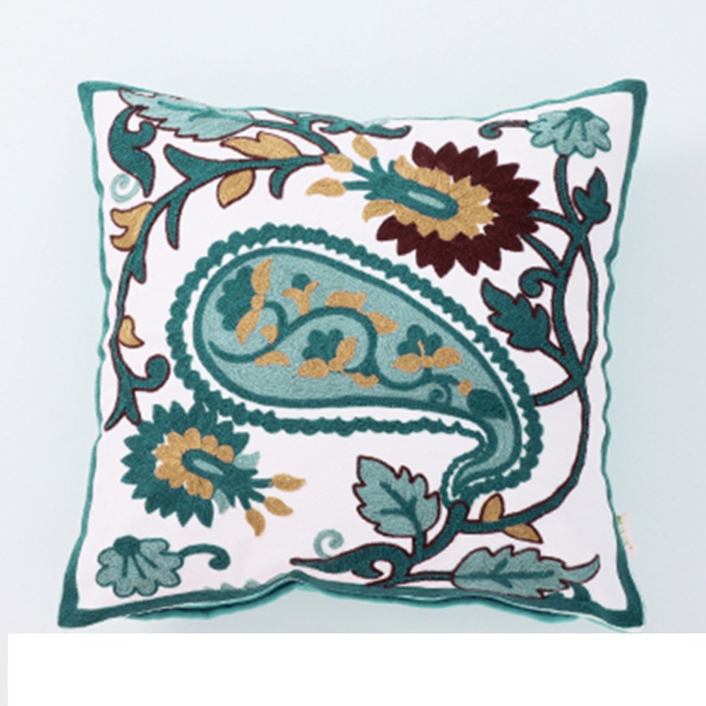 Oreiller de sable broderie retour lit mélangé coussin plantes et fleurs idyllique 45x45cm