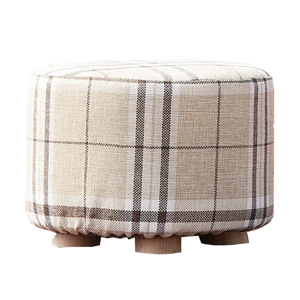 Petit tabouret rond en tissu pour salon et entrée