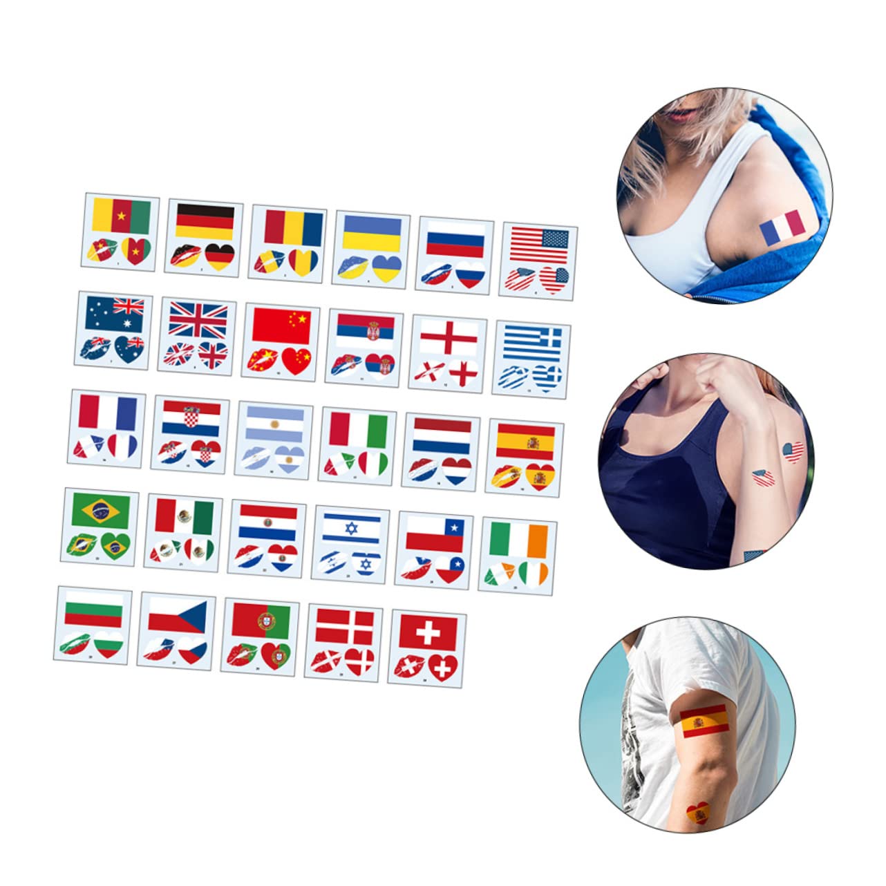 464piezas Calcomanías De Banderas Del Mundo Tatuajes Temporales Patrióticos Para Decoración Facial y Corporal Eventos Deportivos y Festivales