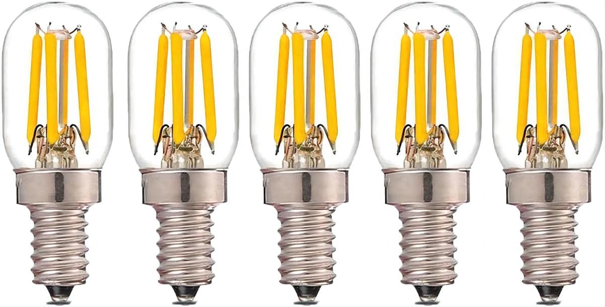 5個入 LED フィラメント電球T20 2W 240LM E12口金 2200K電球色 レトロエジソン クリアガラス 小型電球・全方向タイプ 調光器非対応 (2)