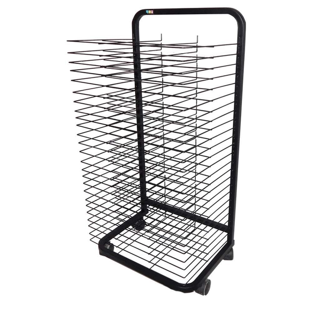 PPXCZZ Art Drying Rack with 20, 23, 25, or 35 Shelves, Mobile Single-Sided Metal Cart with Wheels for Classrooms & Studios(25 Floors)