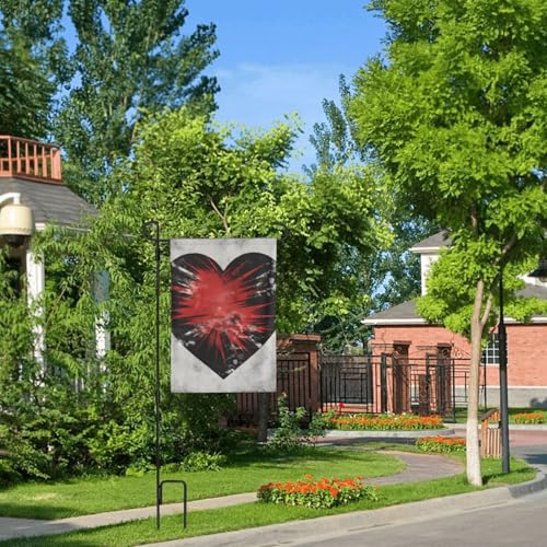 Drapeau de jardin double face grand format cœur premium extérieur durable
