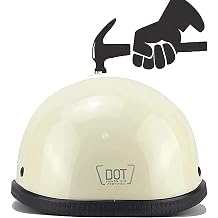 DOT Approved Small & Light Retro Motorcycle Half Helmet for Men Women, Lightweight German Style Skull Cap Adults Helmet Moped Scooter Vintage Open-Face Motorbike Beanie CapWhite,M=57-58CM