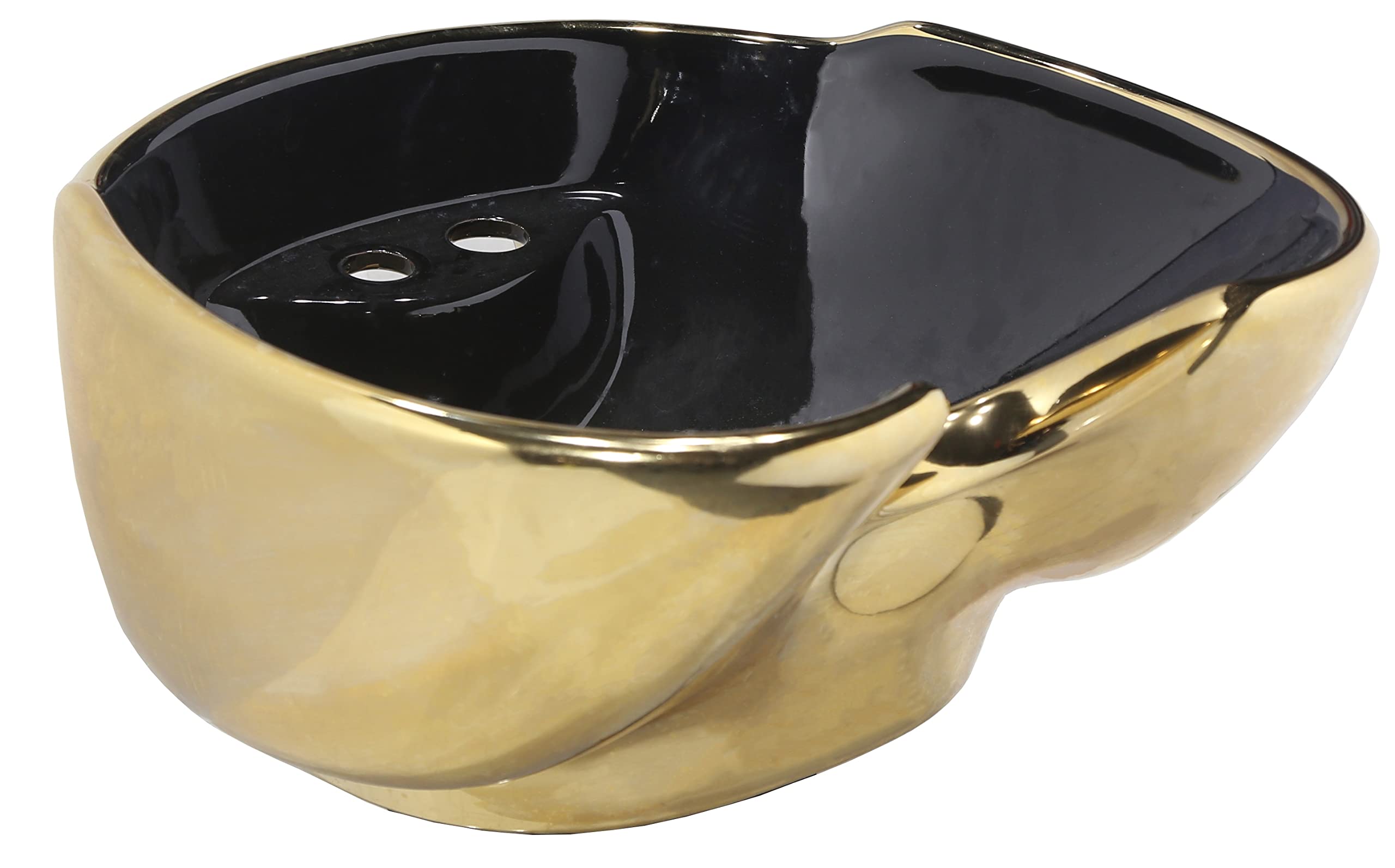 Lavabo professionale in ceramica per parrucchiere, lavello posteriore di ricambio per parrucchieri e barbiere, ergonomico, con scarico (oro e nero)