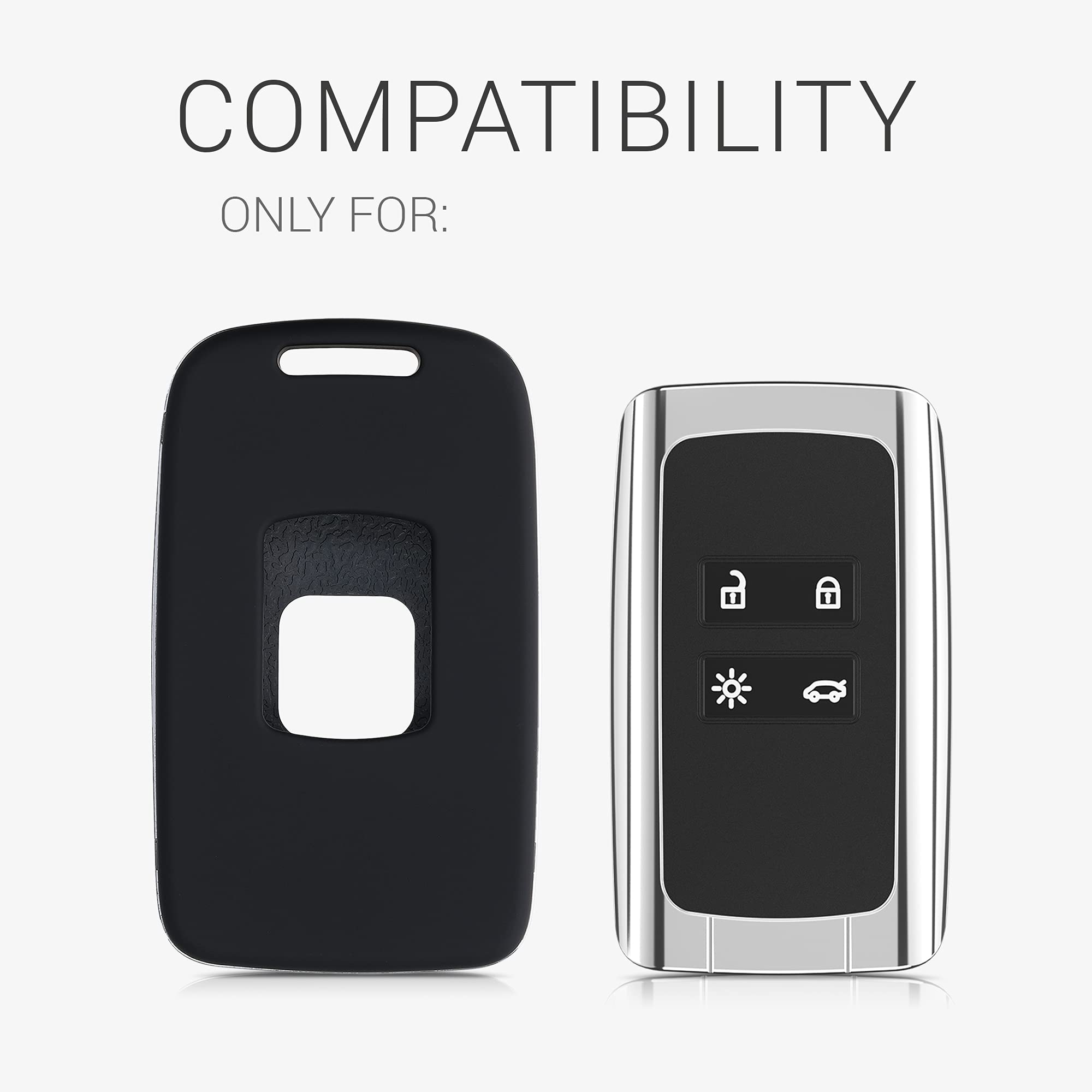 Coque Clé Voiture Renault 4 Boutons Keyless Go - Protection Plastique Rigide Carbone Noir - 8