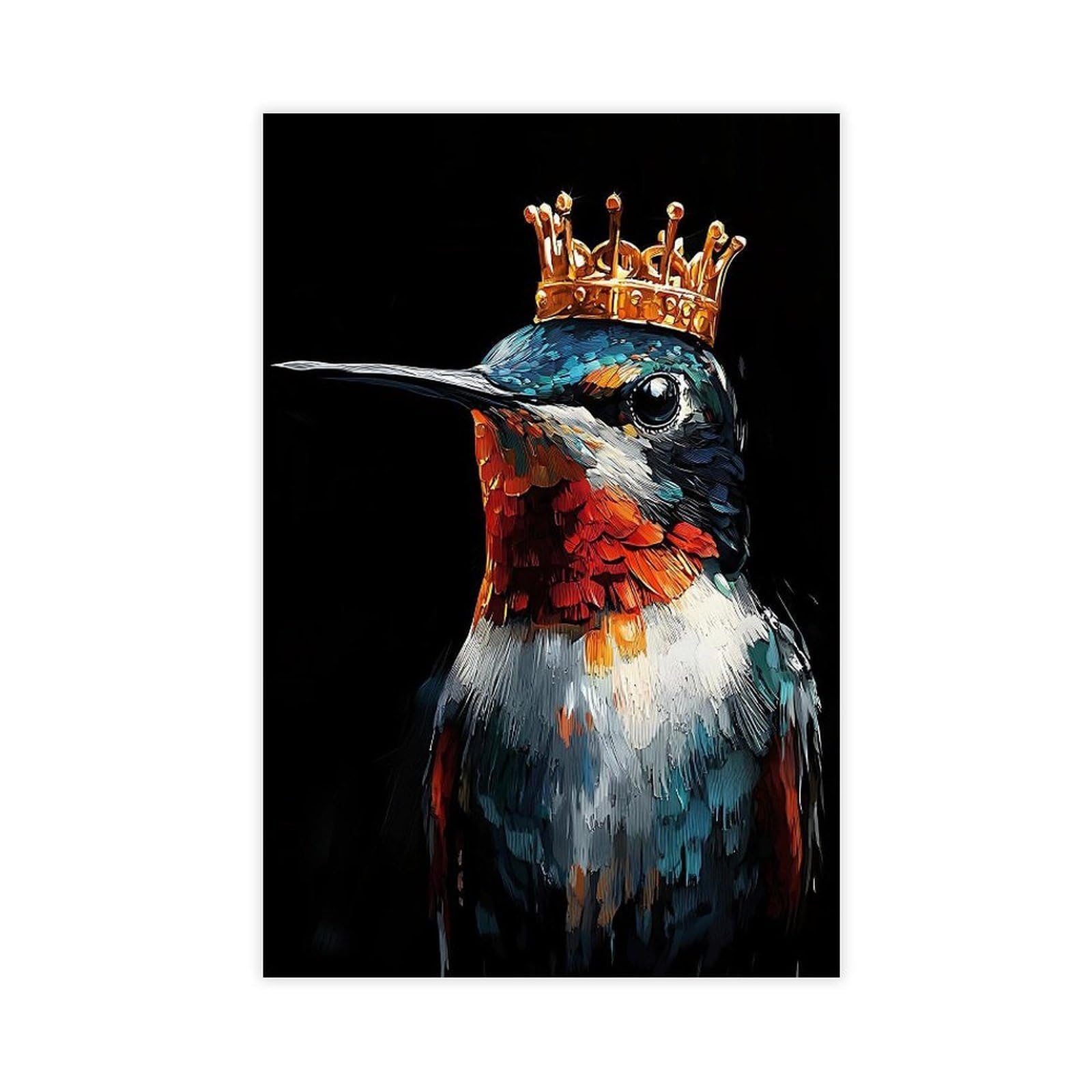 Qnvjqkdsi Unframe King Humming Bird Art Canvas Poster Bedroom Decor Landscape Office Room Decor Gift 24" L X 36" W