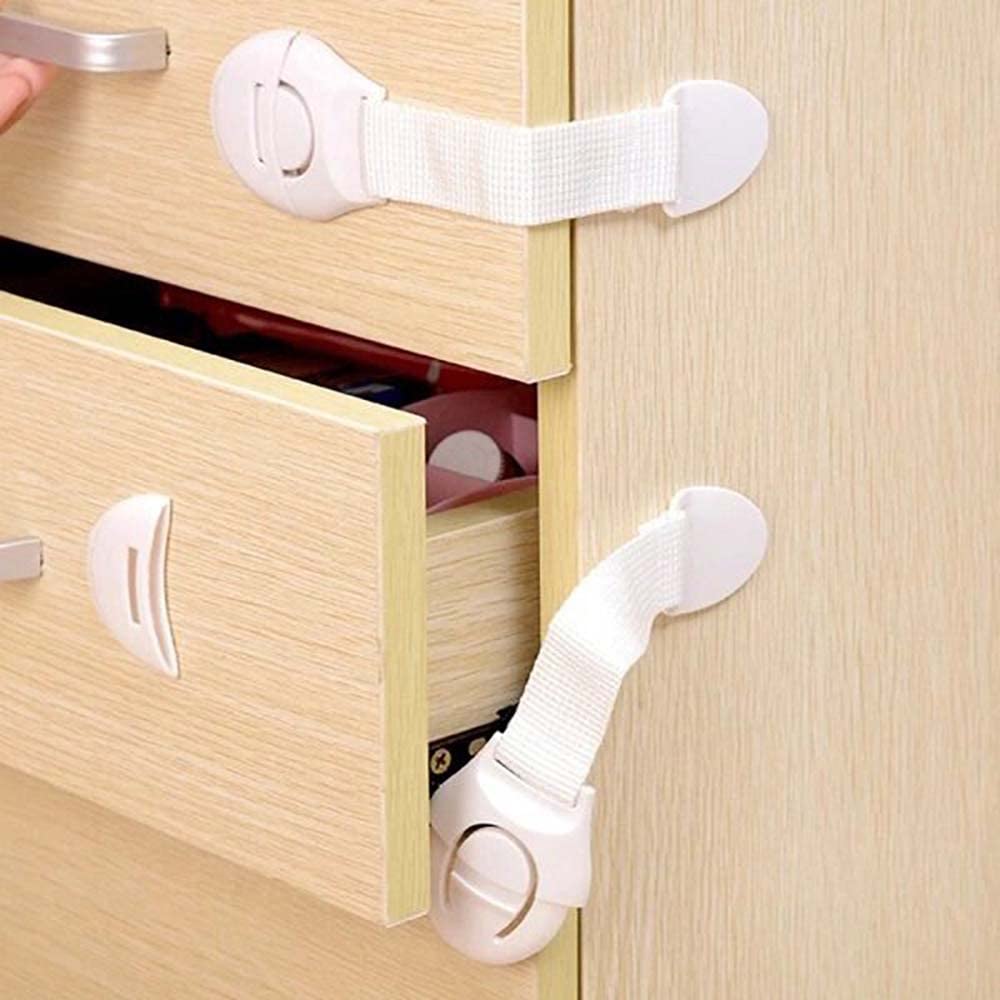 Volo Baby Infant Child Proofing Safety Locks Latches Door, Cupboard Cabinet, Fridge Drawer Locks/Child Safety Strap Locks for Dishwasher, Toilet with Strong 3M Adhesive (White) 16 Pcs. 3