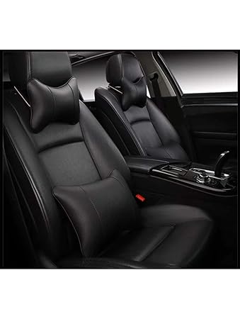 Hi Art Black Leatherette Custom Fit Front and Rear Car Seat Covers Compatible with Toyota Innova Crysta
