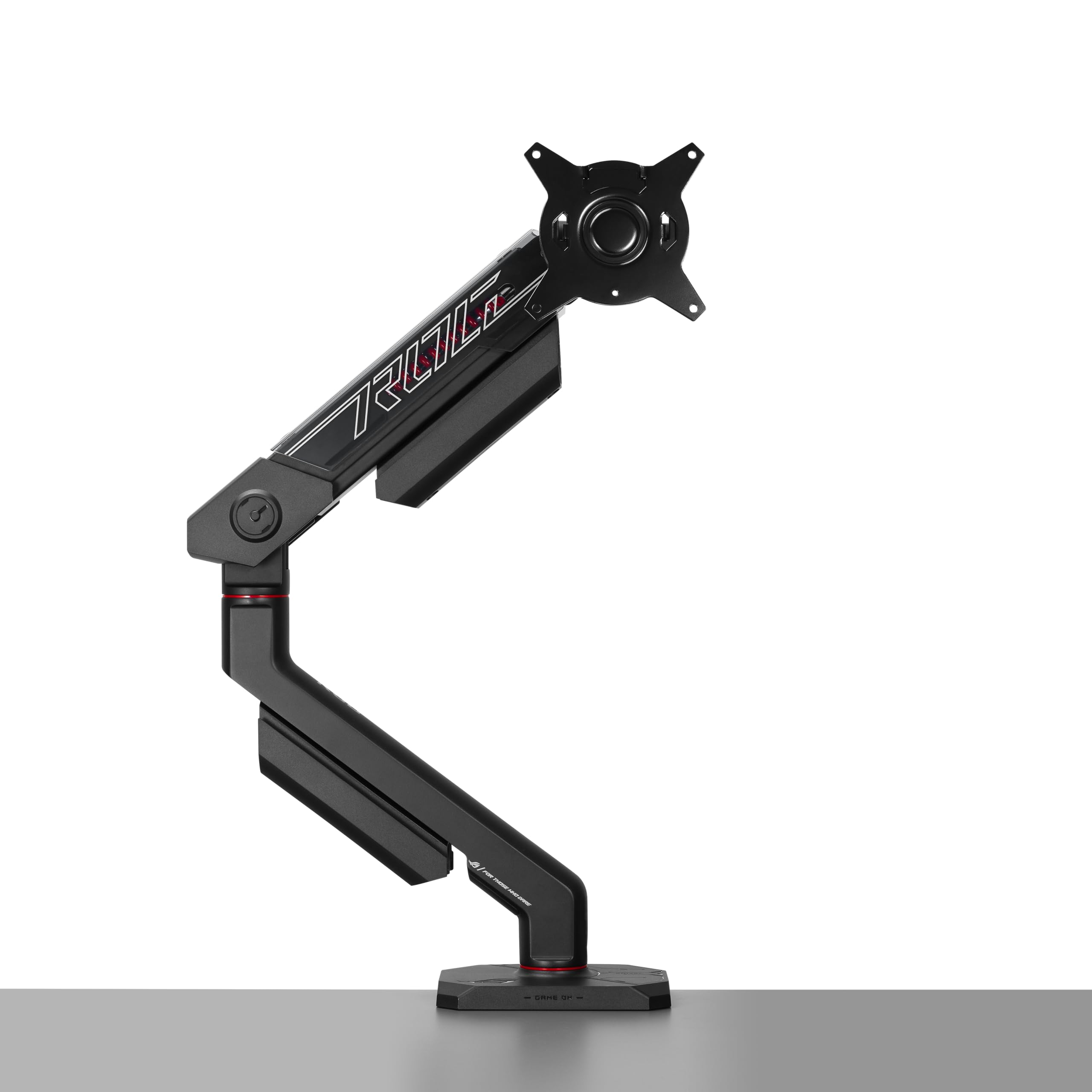 ASUS ROG Ergo AAS01R ramię monitorowe (mechaniczne zawieszenie, z zaciskiem stołowym i mocowaniem śrubowym, regulacja obrotowa, wychylna, pochylenie, obrót i wysokość, dwustronne zarządzanie kablami