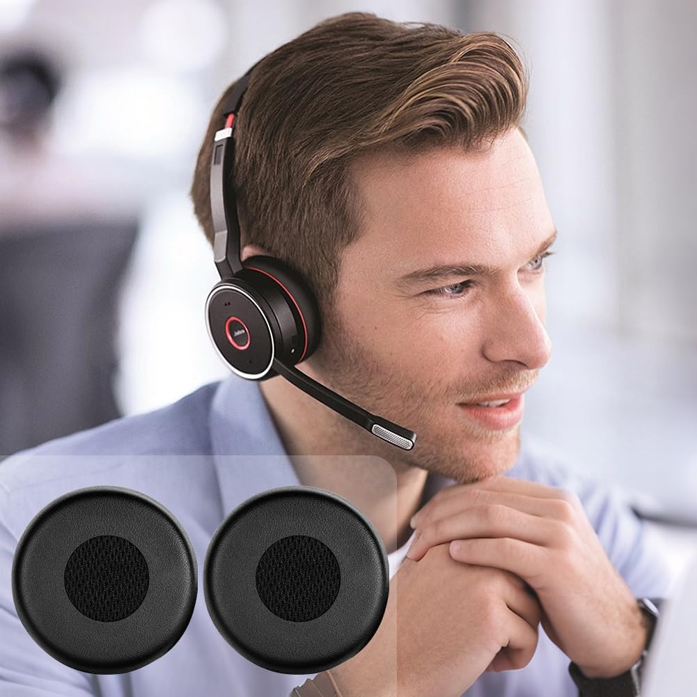 AXFEE Cuscinetti Auricolari di Ricambio per Jabra Evolve 75 (75UC 75MS 75SE), Cuscinetti Auricolari in Pelle Proteica, Schiuma ad alta Densità per I'isolamento dal Rumore - Nero