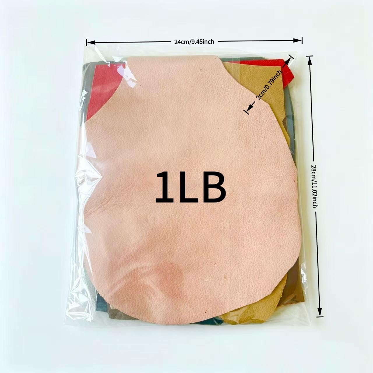 Multicolor 1LB DIY Leather Material | Natural Imperfections Genuine Cowhide Leather Pieces | 1.1-1.9mm Thick | Random Color(Black, Red, White, Blue, Gray, Purple, Brown, Green, Yellow)