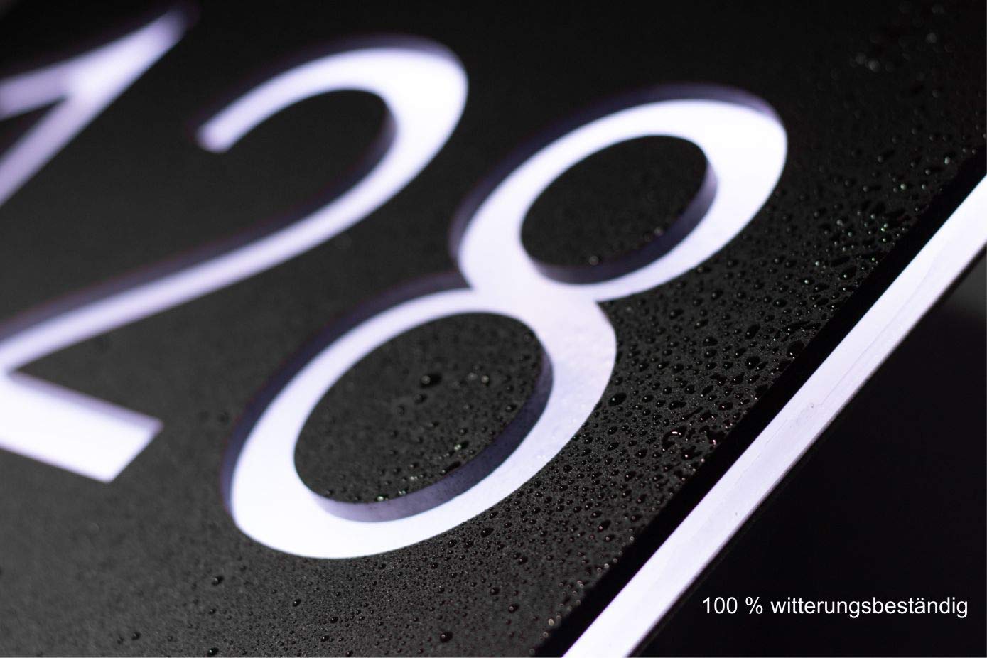 Beleuchtete Hausnummer mit LED Ultraflach versch. Größen | Schwarz satiniert/matt | Designer Hausnummern von CHRISCK design (30x20cm)