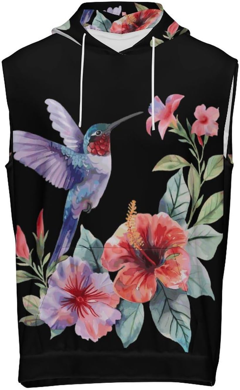 Men's Workout Hooded Tank Tops Sleeveless Muscle Gym T-Shirts