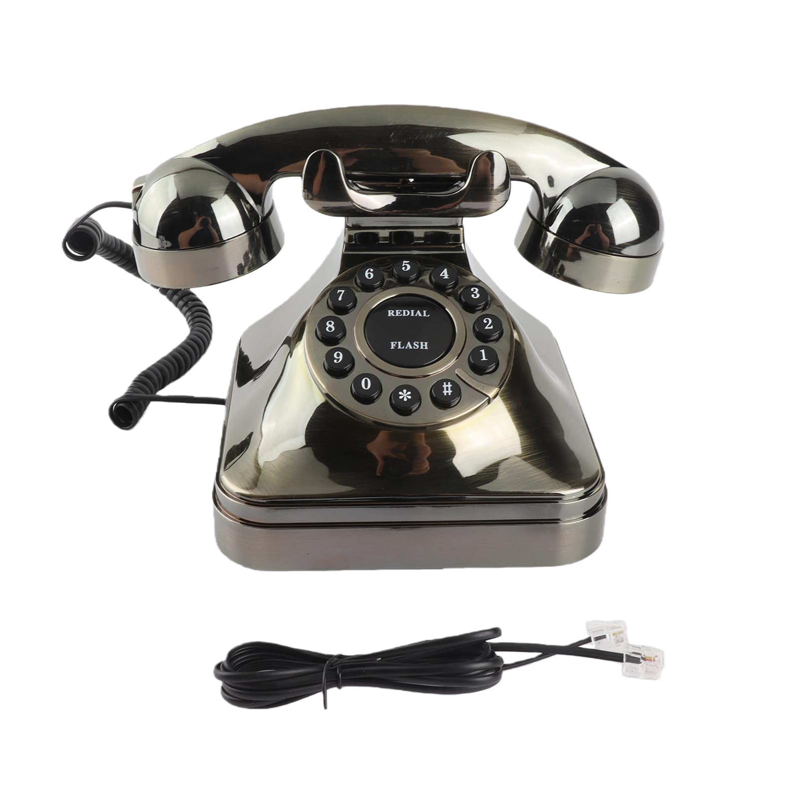 Telefono fisso vintage, telefono in bronzo antico con funzione di memorizzazione del numero, telefono con quadrante grande, telefono chiamante desktop per ufficio domestico