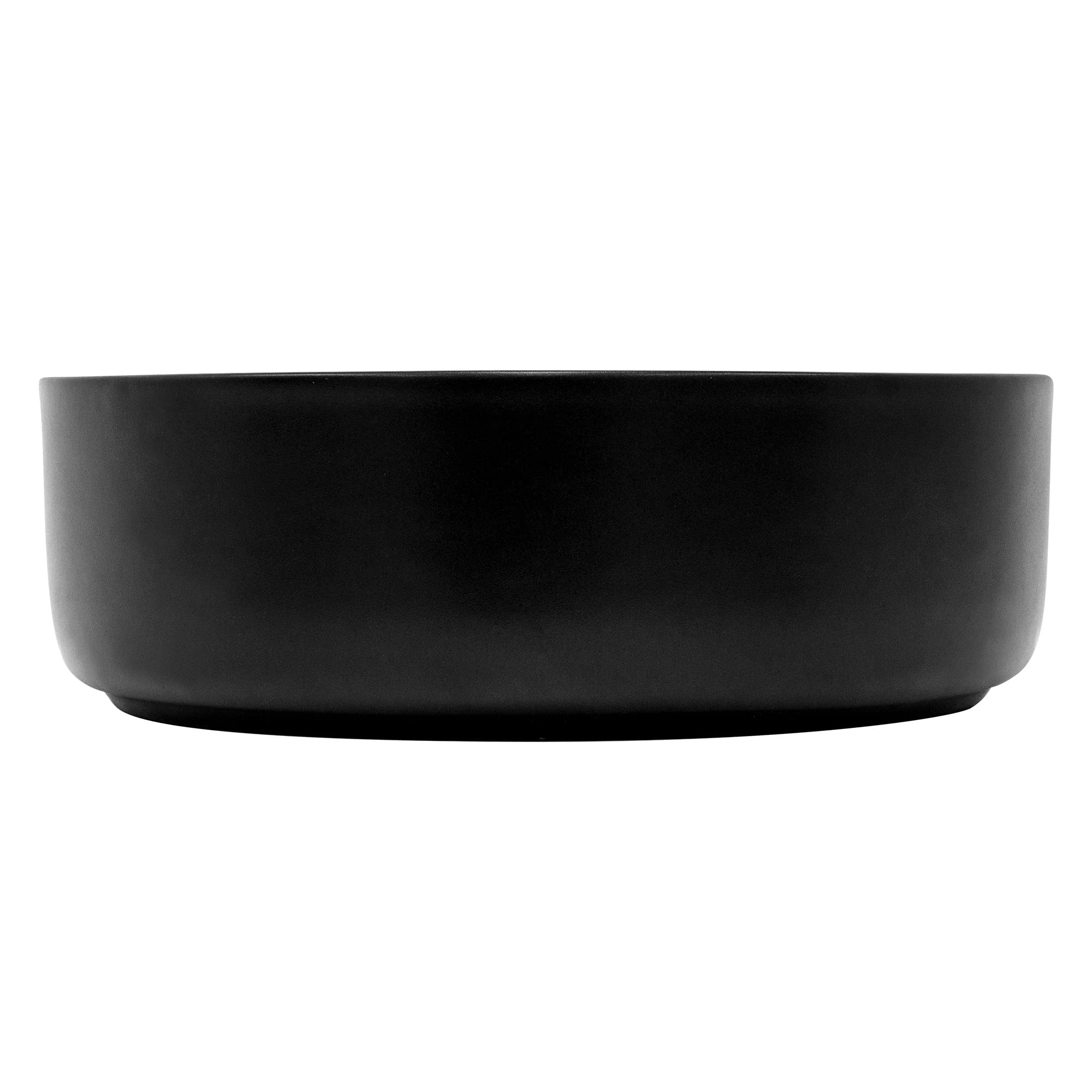 ML-Design Lavabo de Cerámica Negro Mate Redondo Ø 360 x 120 mm Con Agujero de Desagüe Lavamanos Moderno Sobre Encimera Sobremesa Pila Para Baño Aseo Fregadero Diseño Minimalista
