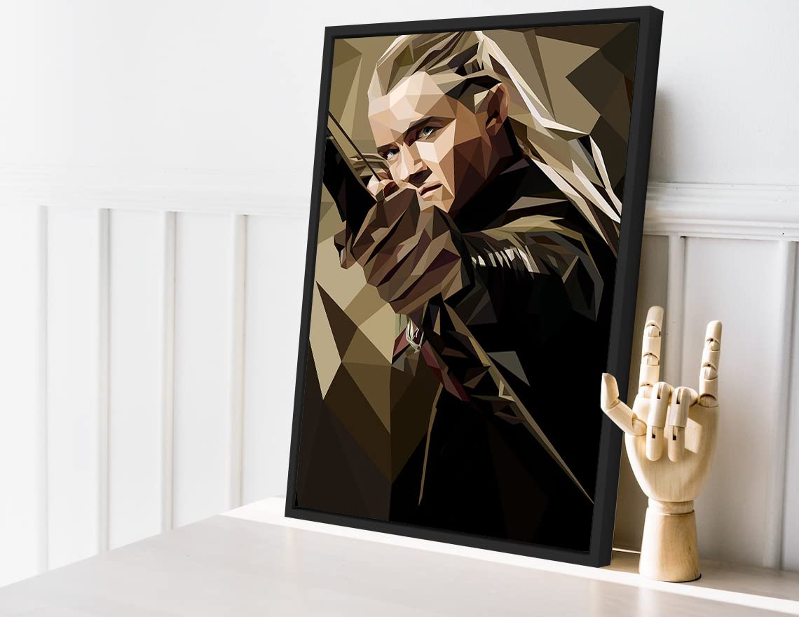 VERRE ART Printed Framed Canvas Painting for Home Decor Office Wall Studio Wall Living Room Decoration (14x22inch Black Floater) - Legolas Lord Of The Rings character