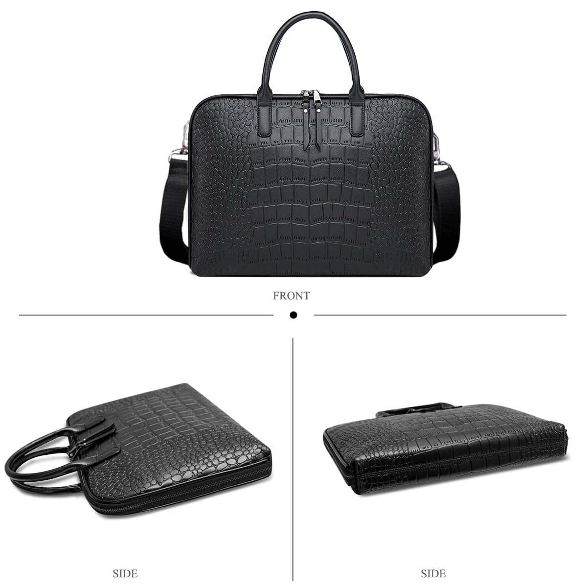 NICOLE & DORIS Sac à Bandoulière 14 Pouces Sac d'ordinateur en Cuir PU Sac à Main Business Porte-Documents Homme Sacoche d'ordinateur Portable Sac Cabas