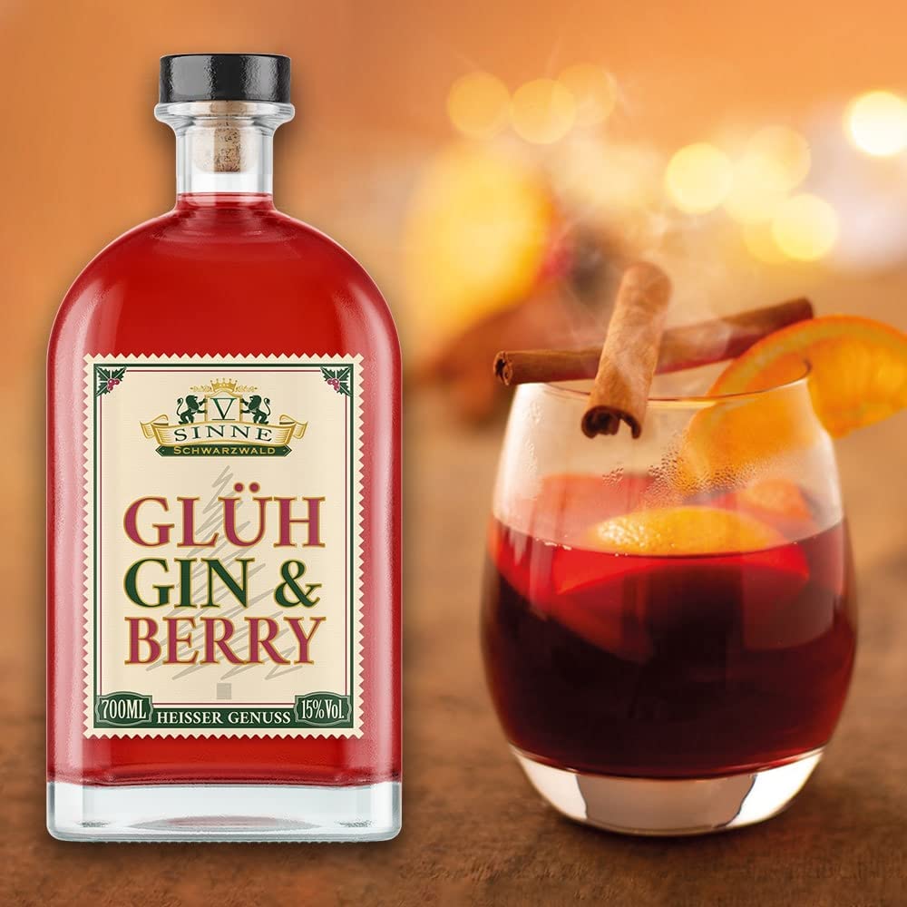 V-SINNE Glüh Gin & Berry - die Ginvolle Alternative zum Glühwein - Himbeeren, Gin & feine Wintergewürze - 700 Ml