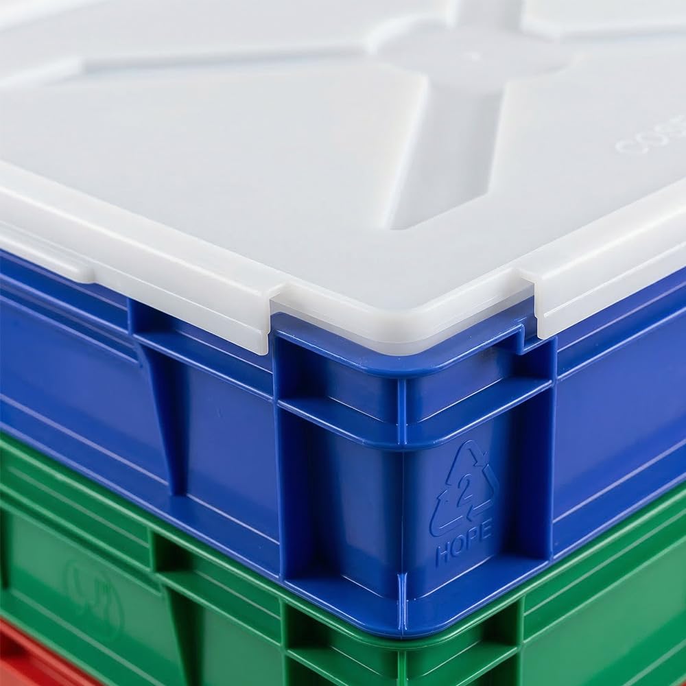 Kit 4 Cassette Porta Impasto Pizza Professionali 60x40x10 cm HDPE con Coperchio Set Multicolore Bianco Rosso Verde Blu per Lievitazione IMPASTI HACCP ANTICONTAMINAZIONE ALIMENTARI Capacità 20 Litri