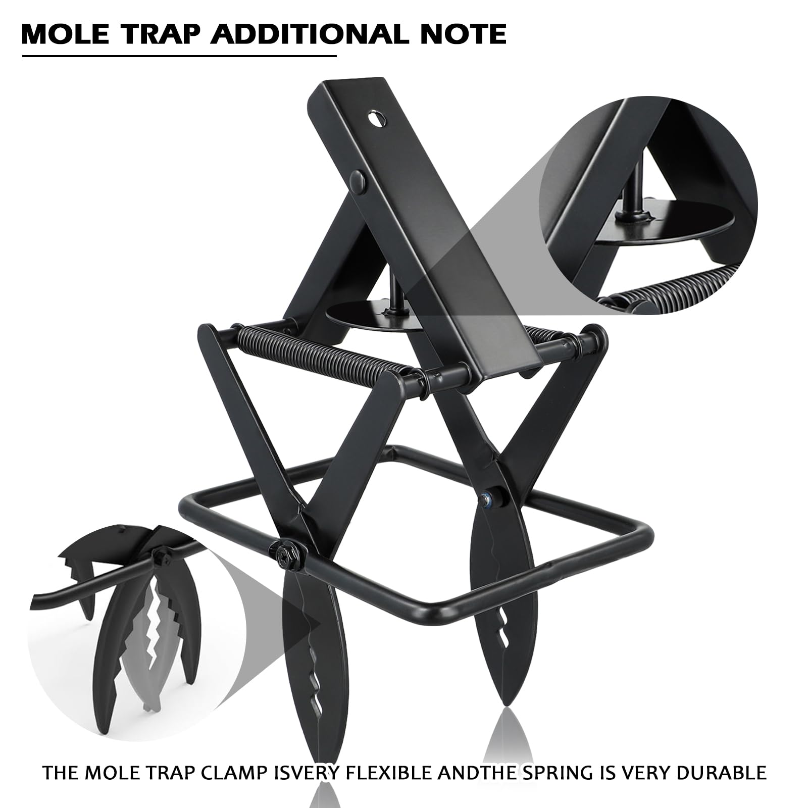 Trappola per talpe, riutilizzabile, con forbici veloci, per tutte le condizioni atmosferiche, antiruggine, potente deterrente per talpe con elegante finitura in ferro nero, set semplice per proteggere