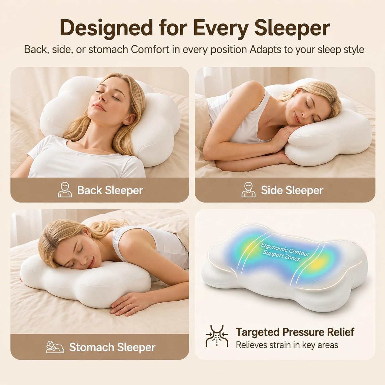 Mellow Cloud Pillow, 𝐍𝐨𝐭 𝐌𝐢𝐧𝐢 26.38x14.57x3.94 in Size,Ergonomic Memory Foam Pillow,Stable support for Cervical Neck,Cooling Breathable Pillowcase,Cervical Neck Pain Relief for Side Sleepers thumbnail
