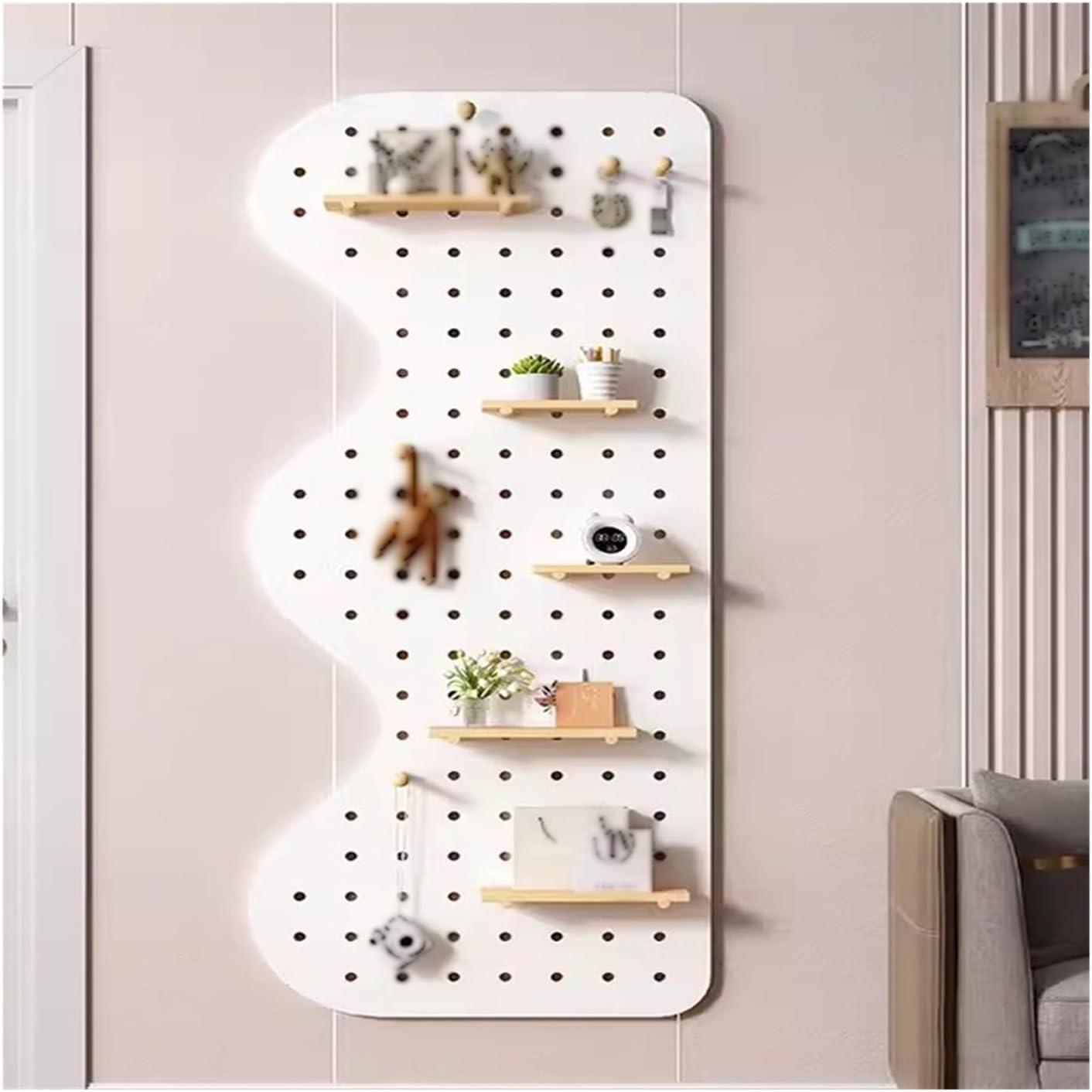 Wandsteuerung, Stecktafel, Wandhalterung, Stecktafel, modulares Raster-Organizer, Holz-Display, Stecktafel-Sets für Schlafzimmer, Arbeitszimmer (weiß, 60 x 120 cm)