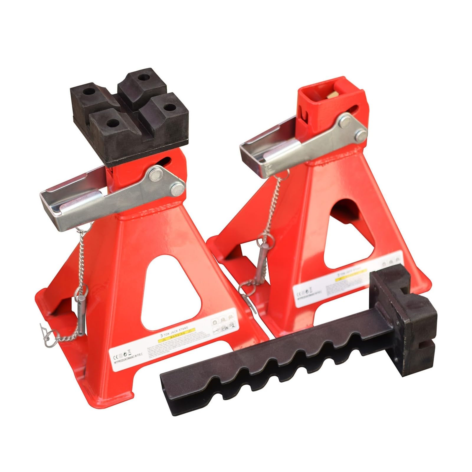 3-Tonnen Wagenheberständer mit Sicherheitsstift automatischer Stützverriegelung für professionelle Fahrzeugreparatur (Watermelon Red, 28.4cm)