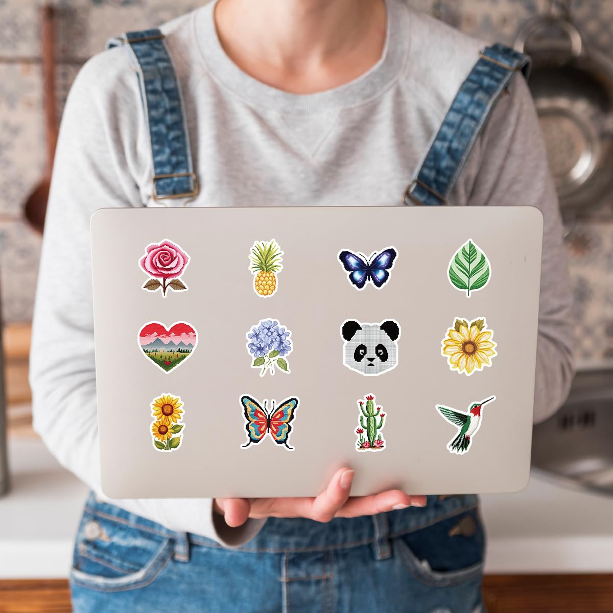 50 Pcs Cute Pixel Stickers for Phone,Guitar,Laptop,Water Bottles,Skateboard,Luggage,Bicycle,Nordic Style Stickers Waterproof Vinyl,Graffiti Decorate for Teens Girls Boys Child Motivate Gift - Image 3