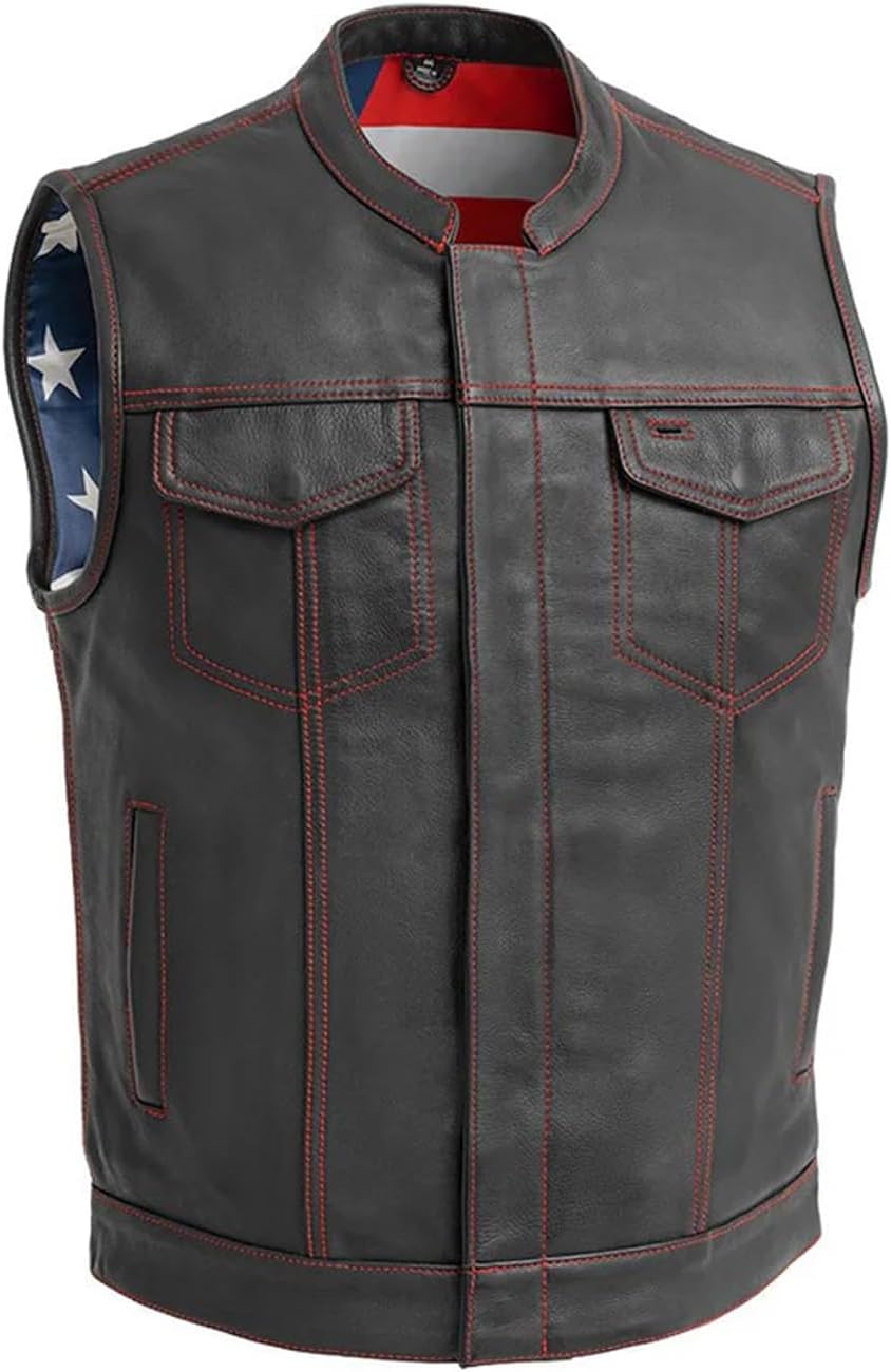 First Mfg Co - Born Free - Men's Motorcycle Biker Riding Black Leather Vest