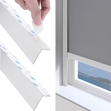 2 Pcs Blackout Pvc Light Blocking Strips for Window Shades And Blinds, L Shape Light Blockers Along the Sides of Blackout Blinds, Custom Size | White,74in  188cm