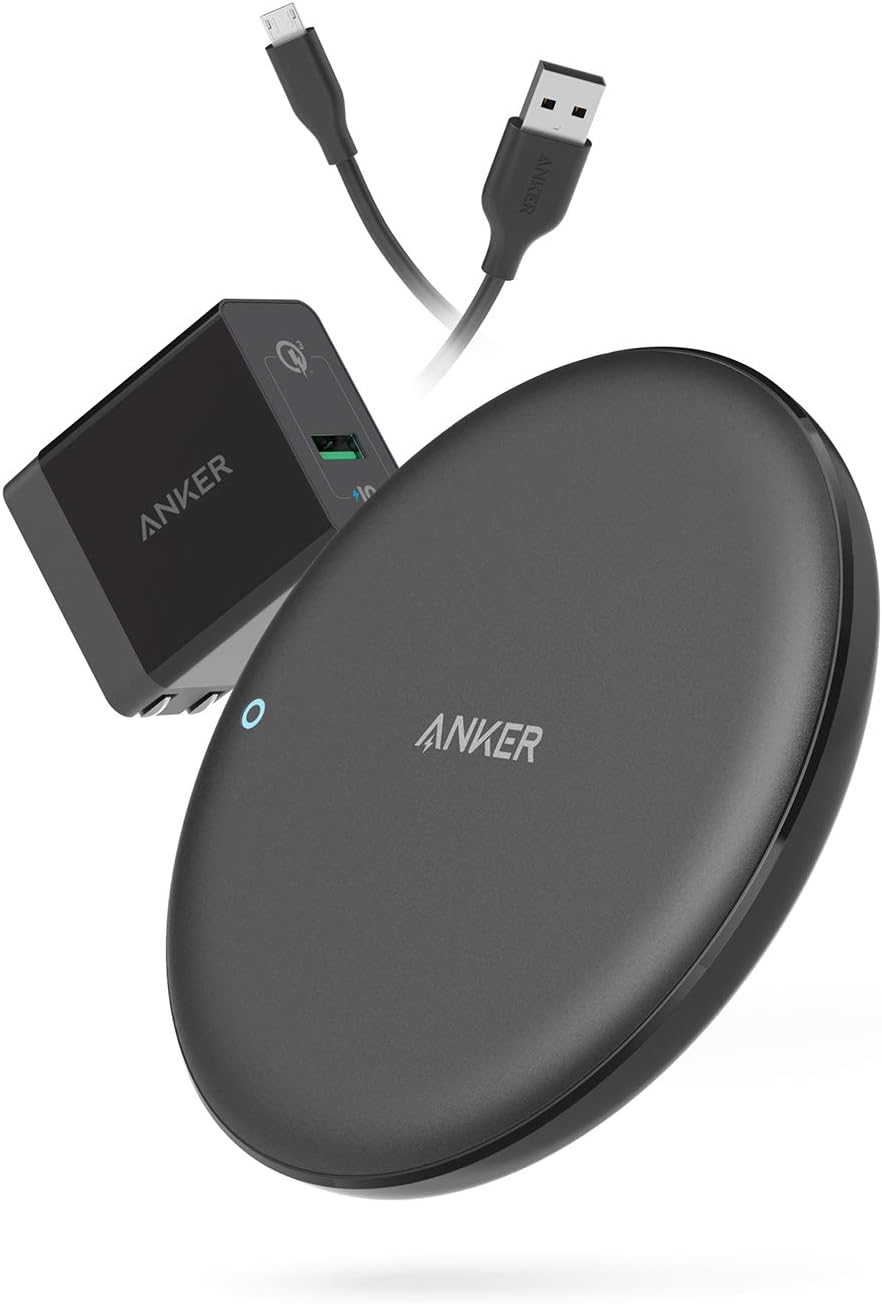 Anker PowerWave 7.5 Fast Wireless Charging Pad with Internal Cooling Fan, Qi-Certified, 7.5W Compatible iPhone Xs Max/XR/XS/X/8/8 Plus, 10W Charges Galaxy S9/S9+/S8, LG G7 (with Quick Charge Adapter)
