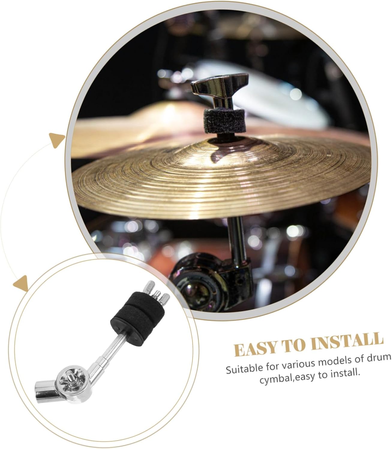 Cymbal Boom Arm Connector Cymbal Stacker Mount for Drum Durable Extension Holder for Enhanced Stability Easy Installation Drum Accessory