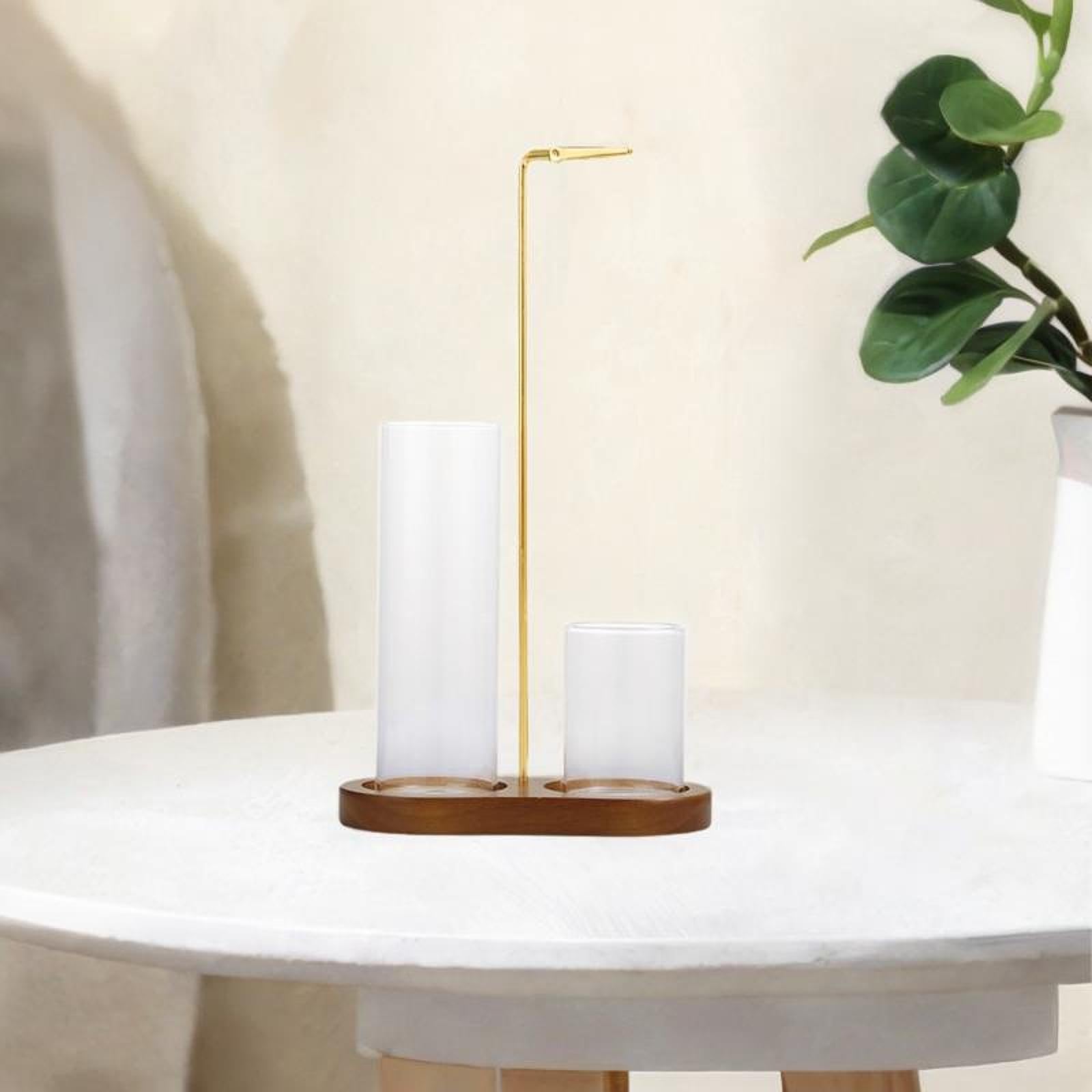 Incensiere Multifunzione Porta Bastoncini Supporto Cenere Decorazione Ambiente in Vetro E Legno Adatto per Camere da Letto Uffici Soggiorni, Marrone