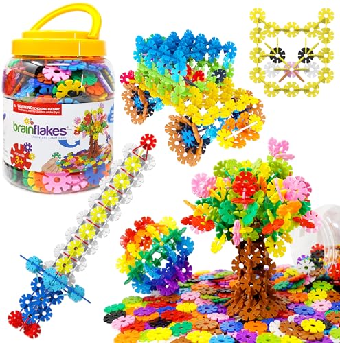 Brain Flakes 500 Piece Set, Ages 3+, Interlocking Plastic Disc Toy for Creative Building,...