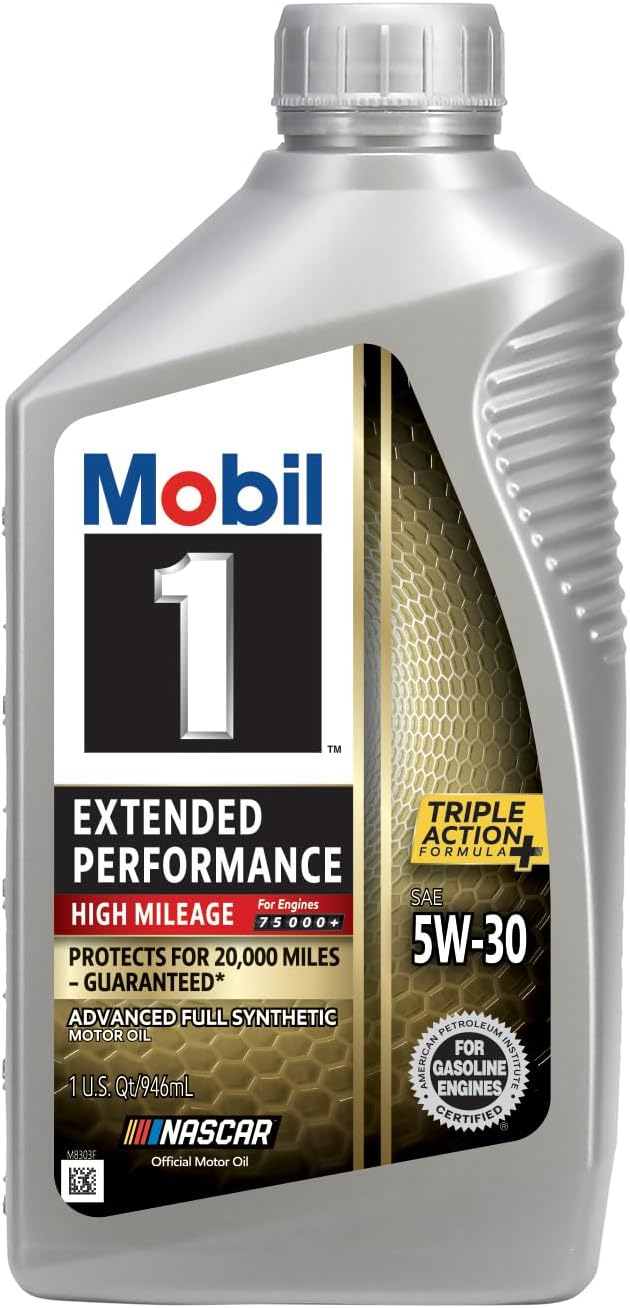 Mobil 1 Extended Performance High Mileage Full Synthetic Motor Oil 5W-30, 1 Quart (6-pack)