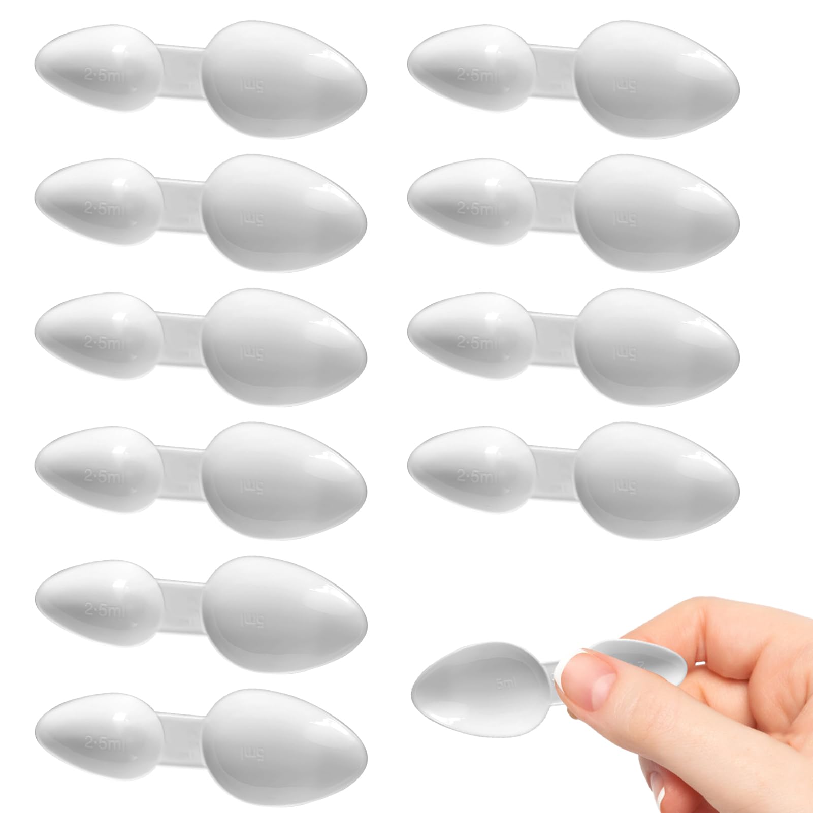 10 Cuillères à Médicaments Double Face - 2.5ml/5ml, Réutilisables, Lavables Lave-Vaisselle