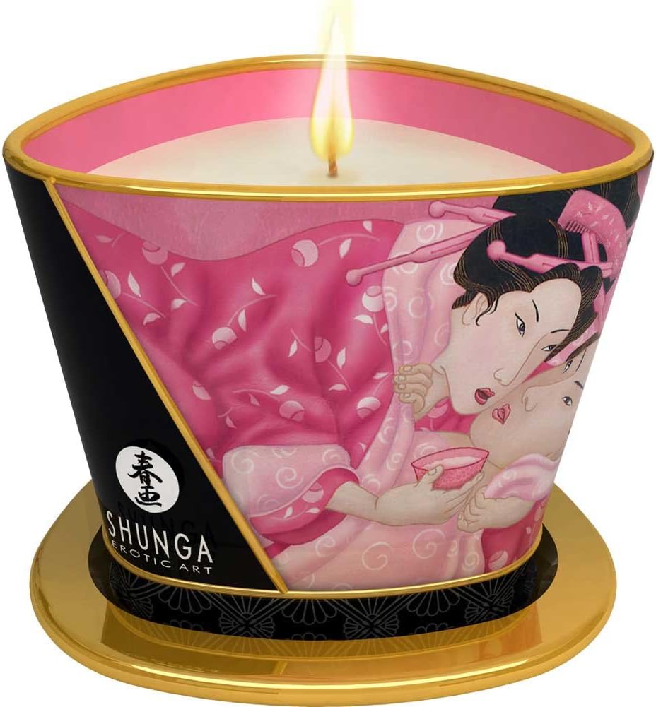 Shunga Massage Candle Aphrodisia/ Roses, White