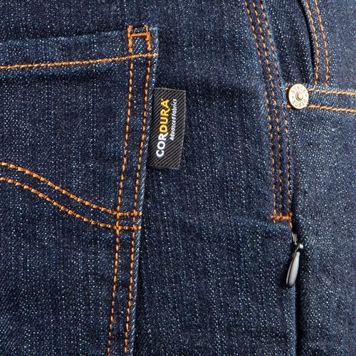 Image of Rynox Downtown Pro Motorcycle Jeans with RHEON Protectors | Impact Protection | Abrasion Resistance | Motorcycle Riding Jeans - Indigo Blue, Small