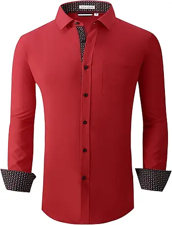 Alex Vando Mens Dress Shirt Wrinkle Free Regular Fit 4-Way Stretch Button Down Shirts