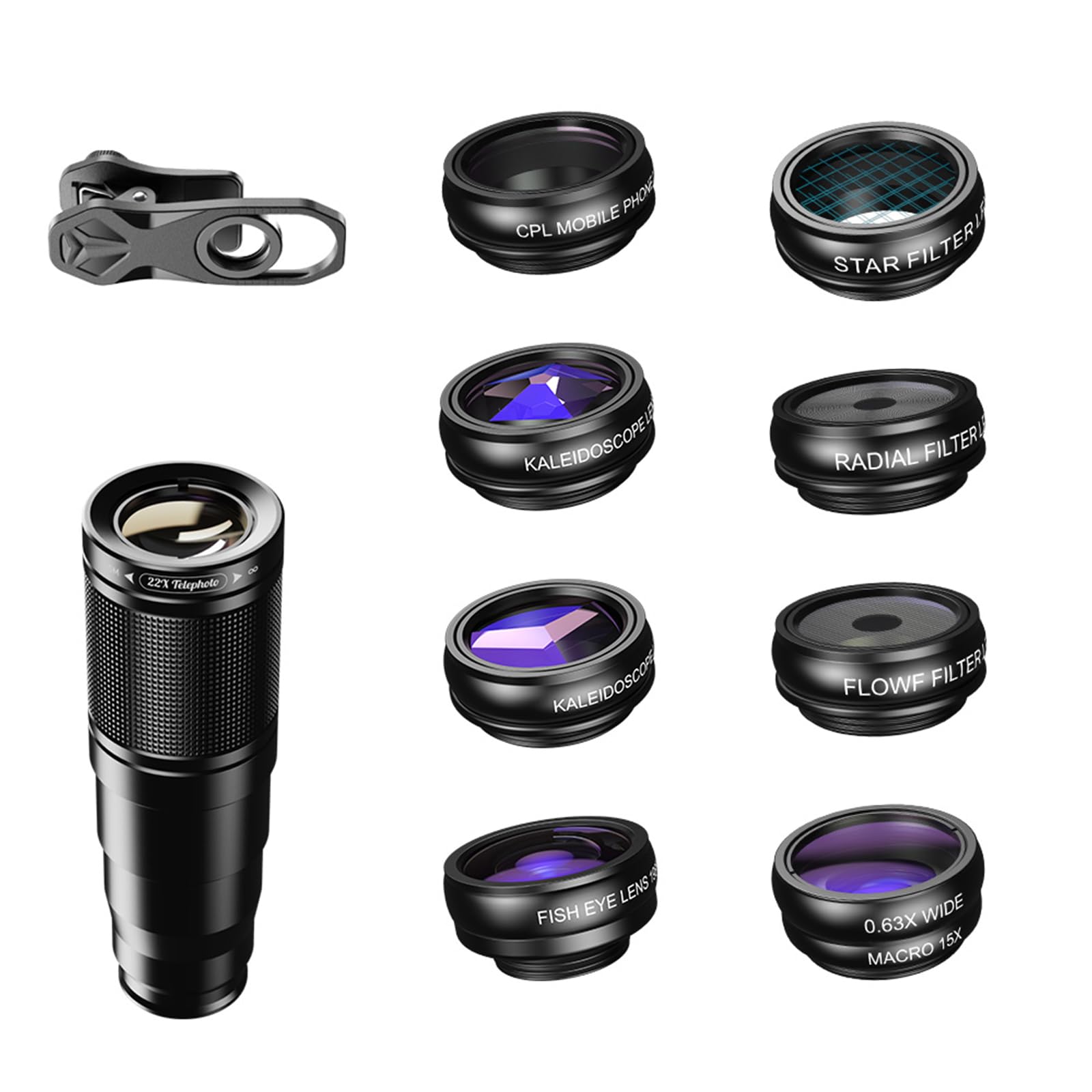 Telefono Obiettivo Set Grandangoli Macro Lens 22X Teleobiettivo Fisheye Per Il Telefono 16 15 14 13 Fotocamera Clip A Rilascio Rapido