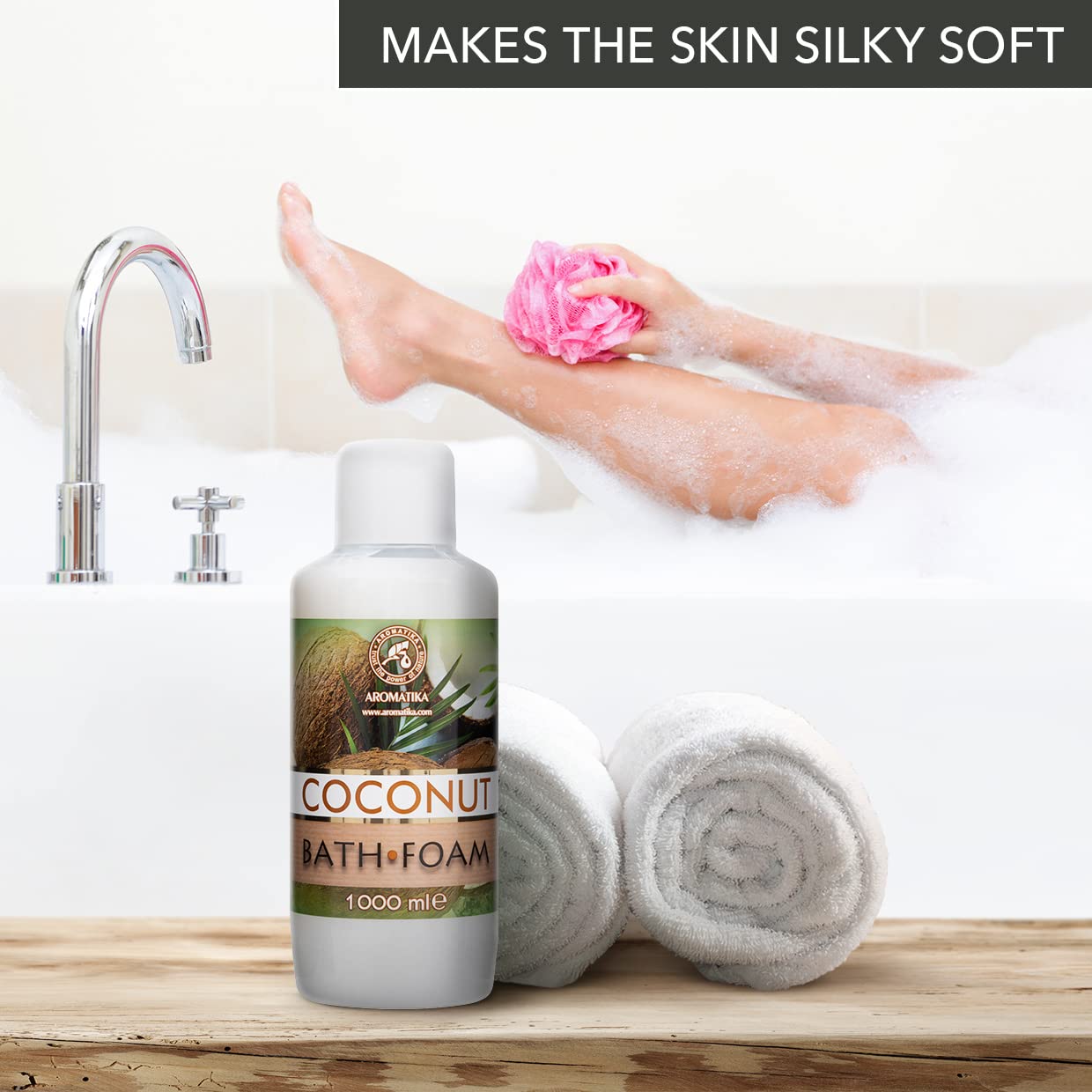 Espuma Baño de Coco 1000ml - Belleza - Cuidado del Cuerpo - Bienestar - Relajación - Aromaterapia - Spa - Baños de Burbujas -Fragancia Exótica