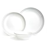 Dinnerware Set (12pc Set, Mystic Grey)-Dinner Set for 4 Includes 4 x Dinner Plates, Side Plates & Bowls 3 X More Durable, Half The Space & Weight of Ceramic up to 80% Recycled Glass, 1146820