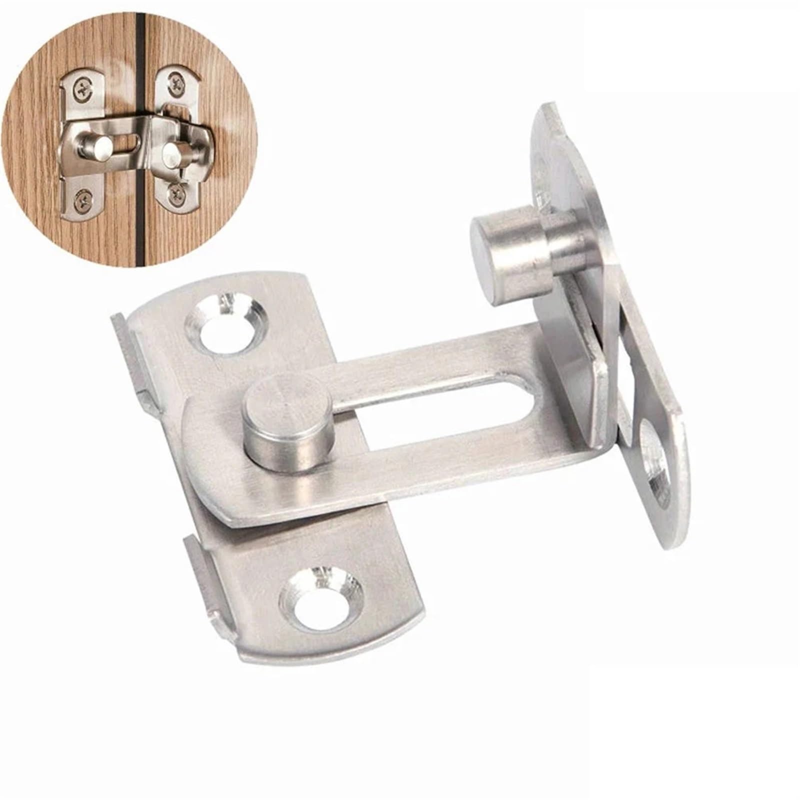 3 Inch 90 Degree Door Stainless Steel Toggle Latch Sliding Barn Door Lock Silver Sliding Lock 1Pcs