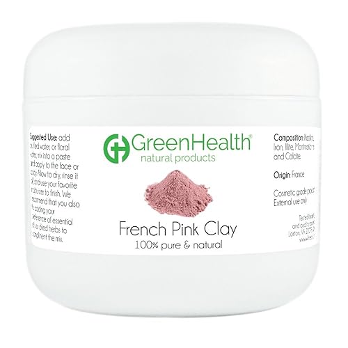 GreenHealth Polvo de arcilla rosa francesa, 3 onzas, 100% puro y natural