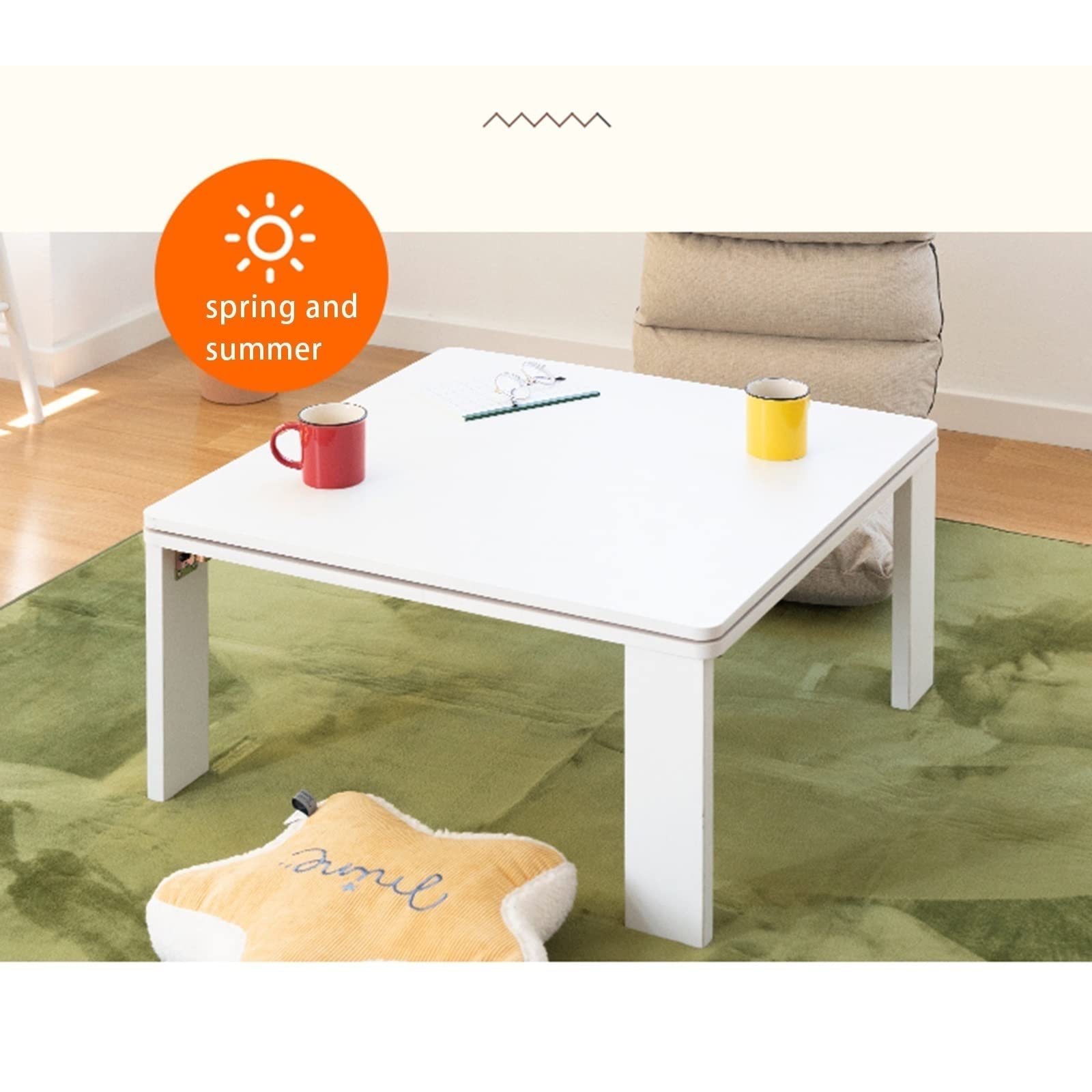 Kotatsu Heizung Futon Set Weiße Bärenmuster -Entwurf Heizungstisch Tatami Kotatsu Tisch Kaffeetische Heizung