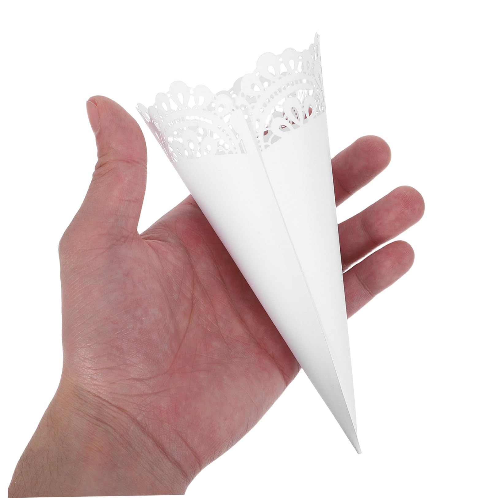 Luxshiny Coni di Petali di Fiori in Carta Leggera, 50 Pezzi Bordo in Pizzo, Porta Coriandoli per Matrimoni e Eventi Speciali, Pratici per Utilizzo Sia Interno che Esterno